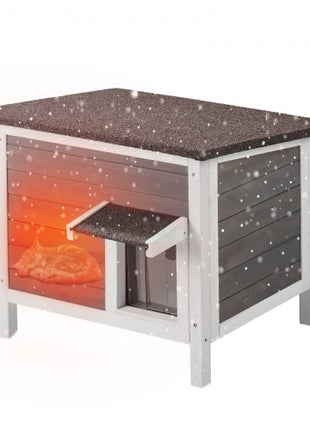 Outdoor Cat House Weatherproof, Feral Cat Shelter for Multiple Cats, Outdoor Wooden Cat Rabbit House with All-Round Foam Insulated, Open Roof, PVC Door Flaps, 24"L x 20"W x 21"H