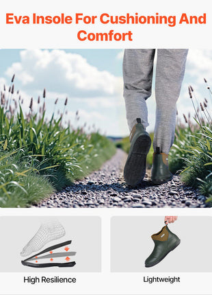 Women's Deck Boots, Waterproof Fishing Rain Boots, Anti-Slip Ankle Rubber Boots, Gardening Insulated Mud Boots, Neoprene Rubber, Lightweight & Durable, for Manufacturing, Farming, Size 9 US