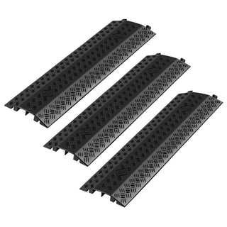 Drop Over Cable Cover, 17,500 lbs/Axle Load Capacity, 2 Channel Heavy Duty Floor Cord Cover, Cable Hose Protector Ramp, for Indoor, High Walking Traffic Areas, Home, Office, Warehouse, 3 Pack