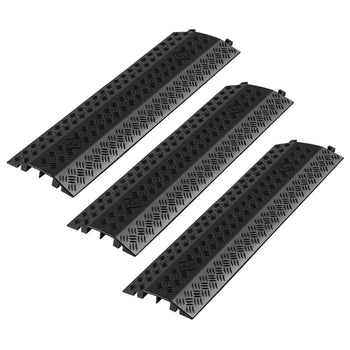 Drop Over Cable Cover, 17,500 lbs/Axle Load Capacity, 2 Channel Heavy Duty Floor Cord Cover, Cable Hose Protector Ramp, for Indoor, High Walking Traffic Areas, Home, Office, Warehouse, 3 Pack