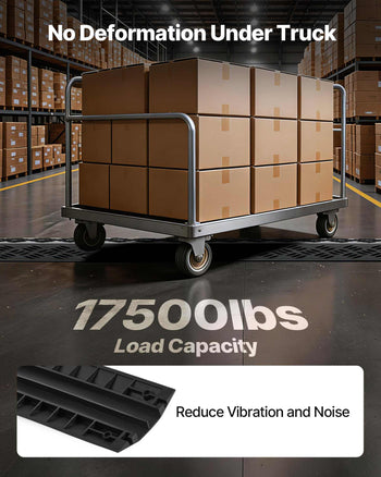 Drop Over Cable Cover, 17,500 lbs/Axle Load Capacity, 2 Channel Heavy Duty Floor Cord Cover, Cable Hose Protector Ramp, for Indoor, High Walking Traffic Areas, Home, Office, Warehouse, 2 Pack