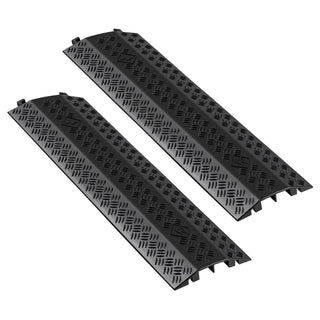 Drop Over Cable Cover, 17,500 lbs/Axle Load Capacity, 2 Channel Heavy Duty Floor Cord Cover, Cable Hose Protector Ramp, for Indoor, High Walking Traffic Areas, Home, Office, Warehouse, 2 Pack