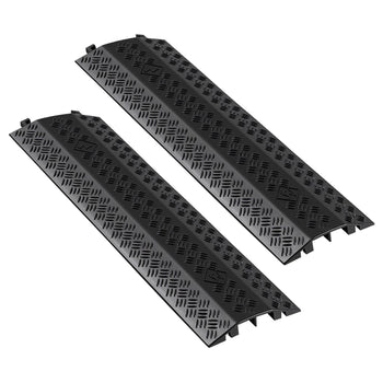 Drop Over Cable Cover, 17,500 lbs/Axle Load Capacity, 2 Channel Heavy Duty Floor Cord Cover, Cable Hose Protector Ramp, for Indoor, High Walking Traffic Areas, Home, Office, Warehouse, 2 Pack