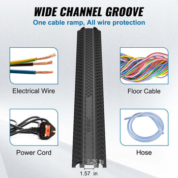3-Piece Cable Protection Ramp Set, Supports Up to 2,000 lbs Per Axle, Durable Cord Protection for High Foot Traffic Areas, Suitable for Indoors and Outdoors, Ideal for Office, Home, Warehouse