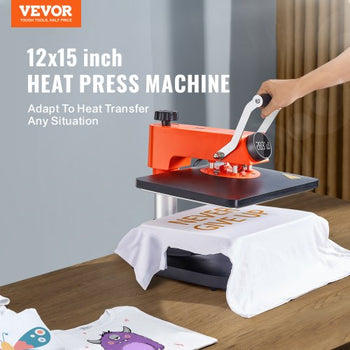 5-in-1 Heat Press Machine, 12" x 15" Fast Heating, 360 Swing Away Digital Sublimation Transfer, T-Shirt Vinyl Transfer Printer for Banners Canvas Bag Shirts Pillow Cups  Tested to UL Standards