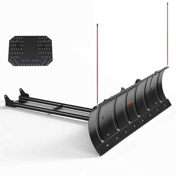 Snow Plow Kit 43 in/60 in Width Adjustable Universal Plow Attachment, for Most ATVs and UTVs, Height & Left-Right Adjustable, 3 Mount Options, Steel ATV Scrape Blade, Efficient Snows Clearing