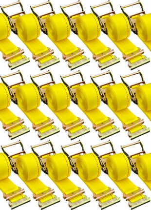 E Track Ratchet Strap, 18PCS 2\" x 15\' E-Track Straps 4400 LBS Breaking Strength, with Polyester Webbing & Spring Fitting & Ratchets, Durable Tie-Downs for Motorcycles, Tire, Trailer Loads