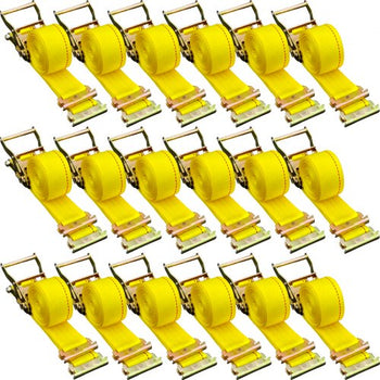 E Track Ratchet Strap, 18PCS 2\" x 15\' E-Track Straps 4400 LBS Breaking Strength, with Polyester Webbing & Spring Fitting & Ratchets, Durable Tie-Downs for Motorcycles, Tire, Trailer Loads