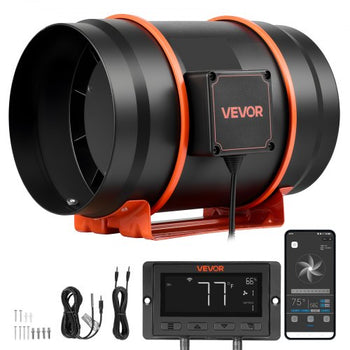 Inline Duct Fan, 807 CFM 8 inch EC Motor Exhaust Ventilation Fan with 10-Speed, PWM Controller, App Control, Temperature Humidity Sensor, Cooling for Grow Tent, Indoor Gardening, Hydroponics