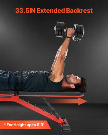 Weight Bench, 1200lbs Heavy Duty Stable Weight Bench Press for Full Body Workout, Adjustable Exercise Sit up Bench for Home Gym Strength Training, Flat Bench with Quick Folding & Fast Adjustment