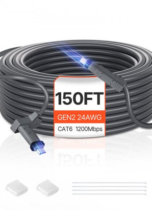 Starlink Gen 2 Cable, 150 FT, 24 AWG Copper Core, Durable Extension Cable for Standard Generation 2, Compatible with Starlink Rectangular Satellite V2, Flexible Wiring for RV, Backyard, Camping