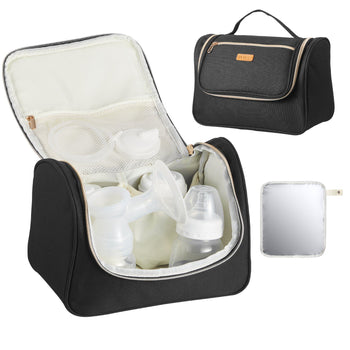 Wearable Breast Pump Bag, Breast Feeding Bag with Waterproof Mat, Fits for M5/M6, Pumping Accessories & Breastmilk Storage, Portable Pump Carrying Case for Work, Travel & Family Use, Black