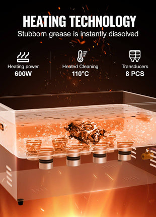 22L Ultrasonic Cleaner with Heater Timer & Basket, Professional Digital Sonic Cavitation Machine, 480W Cleaning Machine for Lab Tools, Metal Parts, Carburetor, Brass, Auto Parts, Engine Parts