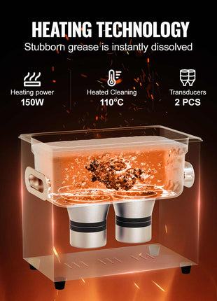 3L Ultrasonic Cleaner with Heater Timer & Basket, Professional Digital Sonic Cavitation Machine, 120W Cleaning Machine for Watch Instruments, Glasses, Coin, Metal Parts, Tool