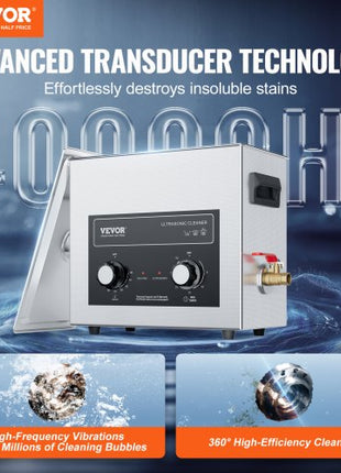 6L Ultrasonic Cleaner with Heater Timer & Basket, Professional Digital Sonic Cavitation Machine, 180W Cleaning Machine for Watch Instruments, Glasses, Coin, Metal Parts, Tool