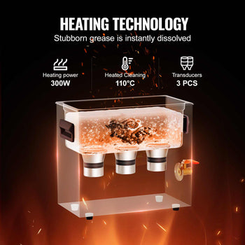 6L Ultrasonic Cleaner with Heater Timer & Basket, Professional Digital Sonic Cavitation Machine, 180W Cleaning Machine for Watch Instruments, Glasses, Coin, Metal Parts, Tool