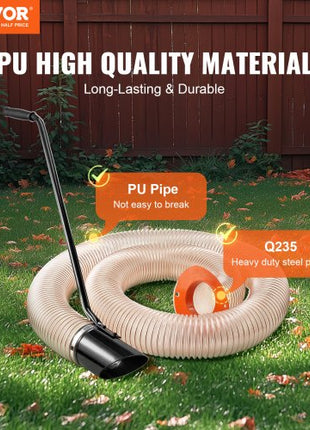 Wood Chipper Shredder Mulcher Leaf Vacuum Kit, 4.3 Inch x 13.1 ft Heavy Duty Universal Woodchipper Accessory, 4 inch Diameter for Large Volume Feeding,Fit Mainstream Brand (Chipper NOT Included)