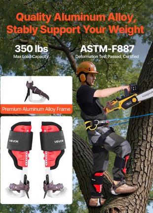 Tree Climbing Spikes Set, Height-Adjustable Tree Climbing Gear with Straps & Spike Protectors, 350 lbs Load Capacity, Durable Aluminum Climb Spurs Arborist Equipment for Fruit Picking Hunting