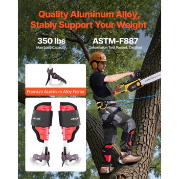 Tree Climbing Spikes Set, Height-Adjustable Tree Climbing Gear with Straps & Spike Protectors, 350 lbs Load Capacity, Durable Aluminum Climb Spurs Arborist Equipment for Fruit Picking Hunting