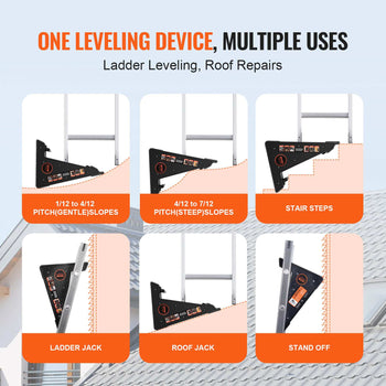 Ladder Levler, 380lbs Load PP Ladder Leveling Tool, Pitch Hopper, Stair Ladder Stabilizer with Storage, Easy to Use Stable Platform for All Surfaces,Extension Ladder Accessory for Uneven Ground