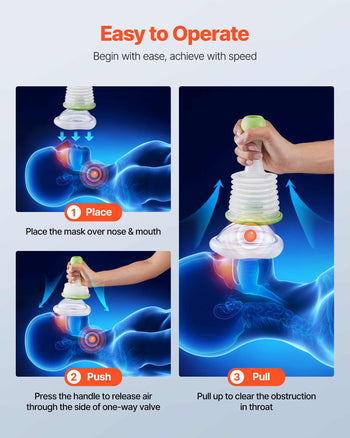 Choking Rescue Device, Portable Airway Clear Anti Choking Suction Device with 5 Multi-size Masks and 1 Storage Bag, First Aid Kit for Removing Blocked Objects, for Home, School, Travel