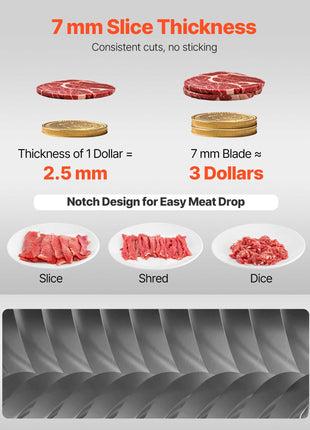 Meat Cutter Machine Blade, 7 mm Replacement Commercial Blade for Model 90 Food Slicer, Stainless Steel, for Boneless Meat, Soft Vegetables