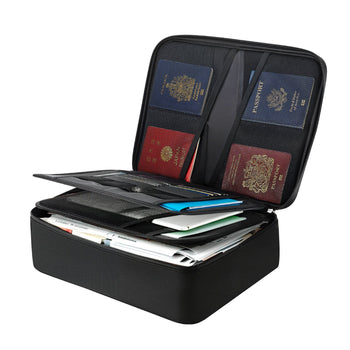 Fireproof Document Box, 1832 ℉ Heat Insulated Fireproof & Waterproof Box with Lock, Portable Multi-Layer Home Office Travel File Storage Organizer, for Passports, Important Documents, Files