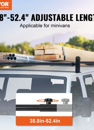 Van Roof Ladder Rack, 2 Bars Alloy Steel Roof Racks, 500 LBS Capacity Roof Rack, Adjustable Length 35.8"-52.4", Van Ladder Rack Compatible with Chevrolet Express, GMC Savana, etc, Drilling Mount