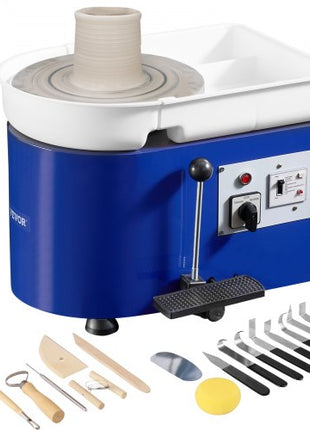 Pottery Wheel for Adults and Beginners, 350W, 11in Clay Wheel Forming Machine, Adjustable 0-300RPM Speed Handle and Pedal Control, ABS Detachable Basin, Accessory Kit for Craft DIY, Blue Updated