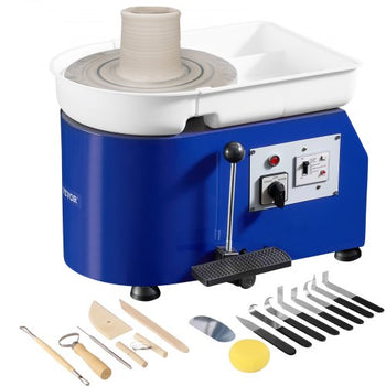 Pottery Wheel for Adults and Beginners, 350W, 11in Clay Wheel Forming Machine, Adjustable 0-300RPM Speed Handle and Pedal Control, ABS Detachable Basin, Accessory Kit for Craft DIY, Blue Updated
