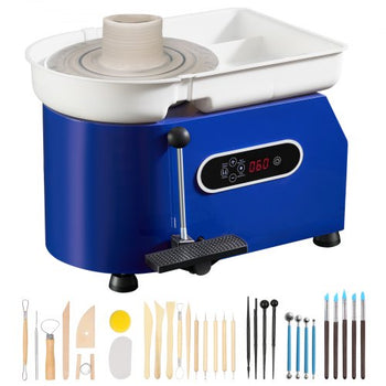 Pottery Wheel, 450W, For Adults and Beginners, 11in Clay Wheel Machine,  Adjustable 60-300RPM Speed Handle and Pedal, ABS Detachable Basin, Accessory Kit for Craft DIY, LCD Touch Screen, Blue