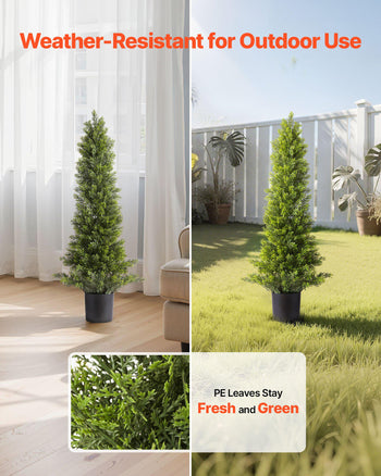 Artificial Topiary Cedar Trees, 36 inch 2 Set Faux Pine Shrubs Plants, Fake Silk Tree Look Real, Easy Assembly for Decor Front Porch Outdoor Patio Garden Balcony Backyard Indoor Office