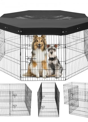 Dog Playpen, 8 Pcs 30"H x 24"W Panels Foldable Metal Pet Exercise Pen, Dog Fence Indoor and Outdoor Pen with Door, 600D Oxford Fabric Top Cover, Pet Playpen for Dogs, Cats, Other Small Animals