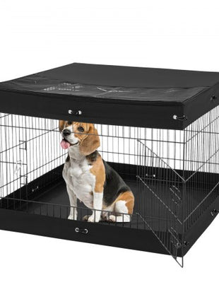 Dog Playpen, 4 Pcs 24 x 36 in Panels Foldable Metal Pet Exercise Pen, Dog Fence Indoor and Outdoor Pen with Door, Top Cover, and Bottom Pad, Pet Playpen for Dogs, Cats and Other Small Animals