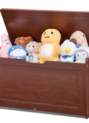 Wooden Toy Chest for Kids, Toddler Toy Storage Box with Flip-Top Lid and Safety Hinge, 32.68 x 17.91 x 24.02" Large Kids Storage Bench for Playroom, Bedroom, Living Room or Entryway, Cherry