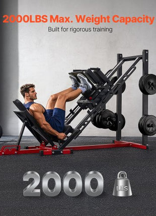 Leg Press Hack Squat Machine, Adjustable Leg Press Combo with Linear Bearing and Weight Storage, Lower Body Special for Home Gym, Leg Exercise Equipment for Quads, Hamstring, Glutes, Calve