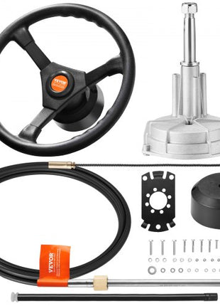 Outboard Steering System SS13715 Safe-T Quick Connect Rotary Steering System 15' Steering Cable With 13" Wheel Durable Marine Steering System