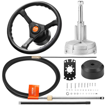 Outboard Steering System SS13715 Safe-T Quick Connect Rotary Steering System 15' Steering Cable With 13" Wheel Durable Marine Steering System