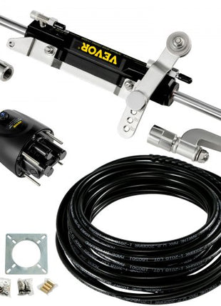 Hydraulic Steering Kit, 300HP Hydraulic Steering Compact Cylinder, Hydraulic Outboard Steering Kit with Helm Pump for Boat Marine Steering System