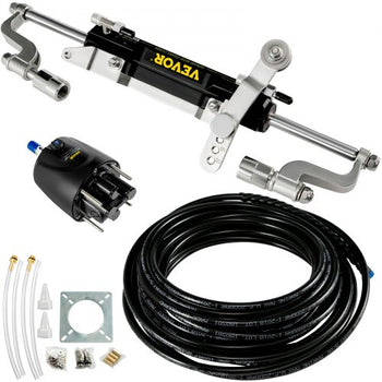 Hydraulic Steering Kit, 300HP Hydraulic Steering Compact Cylinder, Hydraulic Outboard Steering Kit with Helm Pump for Boat Marine Steering System