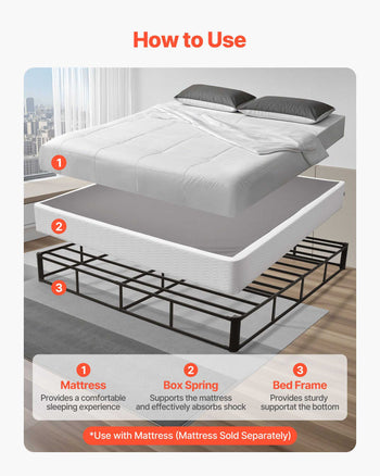 Box Spring, King Size Bed Frame with Washable Fabric Cloth, Heavy Duty Metal Frame for King Bed, 9.1 in Mattress Foundation, 3500 lbs Max Weight Capacity, Easy Assembly, 79.1 x 75.8 x 9.1 in