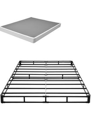 Box Spring, Queen Size Bed Frame with Washable Fabric Cloth, Heavy Duty Metal Frame for Queen Bed, 5 in Mattress Foundation, 3500 lbs Max Weight Capacity, Easy Assembly, 79.1L x 59.6W x 5.1H in