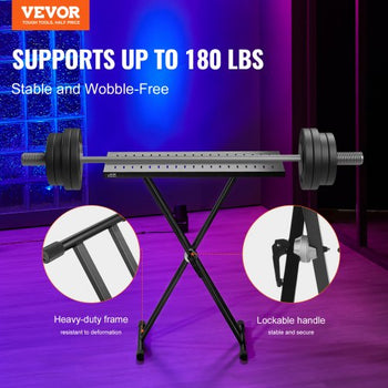 DJ Table Stand, 32" x 20" Portable DJ Laptop and Controller Stand, Lightweight DJ Desk DJ Booth Adjustable Height DJ Stand, Foldable Double-X Braced Keyboard Stand & Tabletop, Audio Mixer Stand