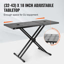 DJ Table Stand, (32"-43") x 18" Portable DJ Laptop and Controller Stand, Lightweight DJ Desk DJ Booth Adjustable Height DJ Stand, Foldable Double-X Keyboard Stand & Tabletop, Audio Mixer Stand