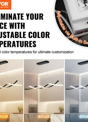 Modern Chandelier Light Fixtures, 24W, Dimmable LED Pendant Light with Silicone Lampshade, 3000K / 4000K / 6500K Color Temperature Adjustable Ceiling Lamp, for Kitchen, Dining Room
