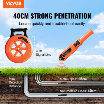 Pipe Locators, 100ft/30m PVC Pipe Locators Underground, IP67 Waterproof Pipe Blockage Detector with Adjustable Sensitivity, Sewer Wall Scanner Plumbing Tool for PVC Plastic Metal Water Pipes