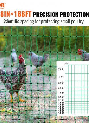 Electric Fence Netting, 48" H x 168' L, PE Net Fencing Kit with Posts & Double-Spiked Stakes, Utility Portable Mesh for Chickens, Ducks, Geese, Rabbits, Used in Backyards, Farms, and Ranches