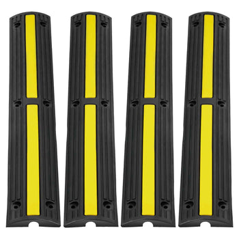 3.28 ft Cable Protector Ramp, 4 Pack of 1 Channel, 18000 lbs/axle Capacity Heavy Duty Rubber Speed Bumps, Floor Cord Cable Protector Wire Cover, for Residential Areas, Private Garages, Gardens