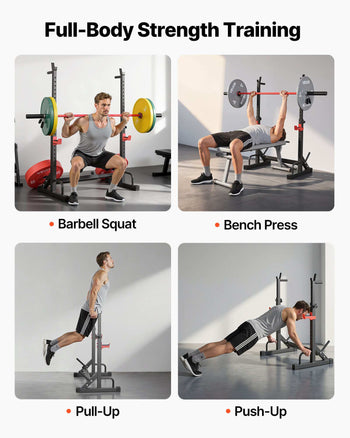 Power Cage Squat Rack, Home Gym Power Rack with Adjustable Height & Width, 550LBS Strength Training Workout Equipment with Barbell Storage Racks & J-Hooks for Bench Press, Squat, Weight Lifting