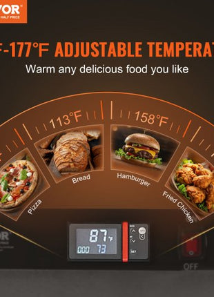 Hot Box Food Warmer, 4-Tier Concession Warmer with Water Tray, 4 Pans, Single-door and Adjustable Shelves, Stainless Steel Food Warmer Cabinet, Ideal for Storing Pizza, Chicken, Restaurant